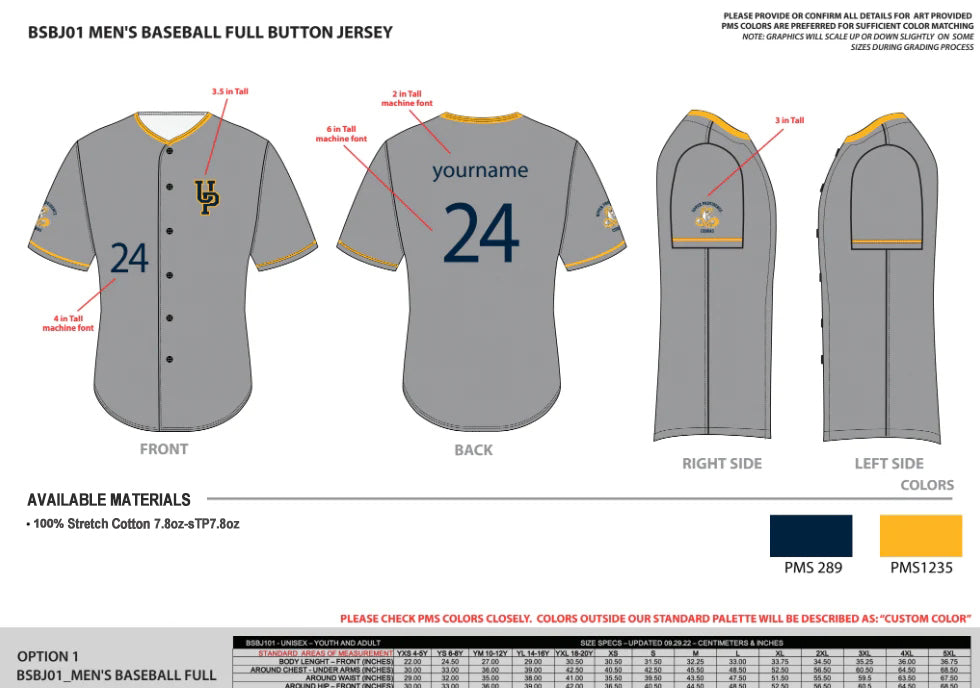 MEN'S BASEBALL FULL BUTTON JERSEY